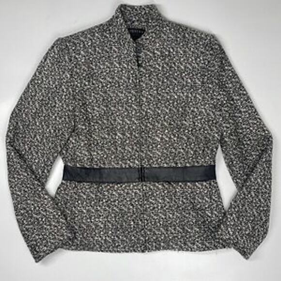 Spenser Jeremy Tweed Zip Front Blazer Jacket Leather Old Money professional work - Picture 2 of 12